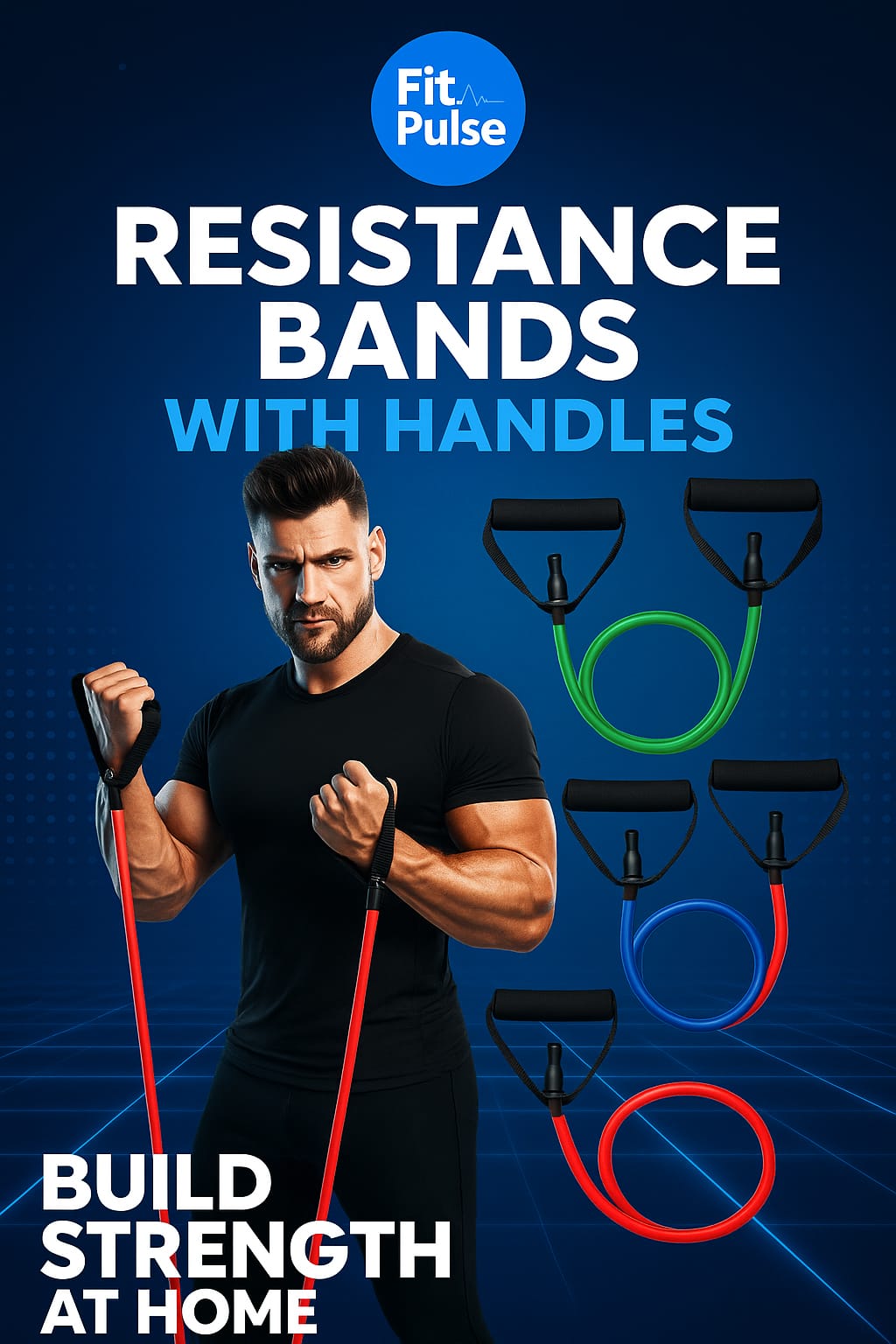 Resistance Bands with Handles – 4 Levels | FitPulse UK