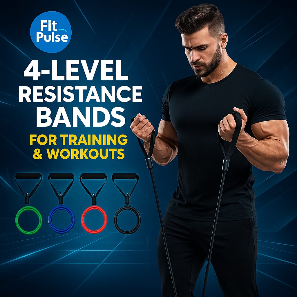 Resistance Bands with Handles – 4 Levels | FitPulse UK