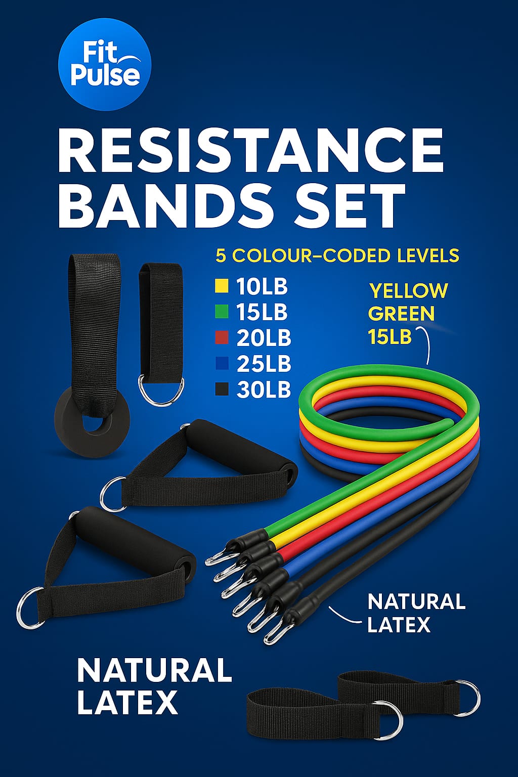 Resistance Bands with Handles – 4 Levels | FitPulse UK