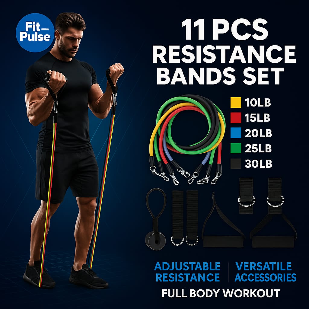 Resistance Bands with Handles – 4 Levels | FitPulse UK